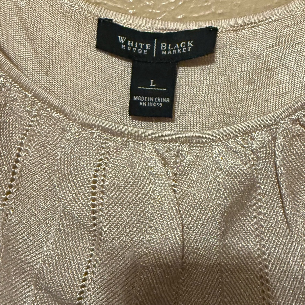 Champagne Tiered Ruffle White House Black Market blouse - Picture 2 of 4